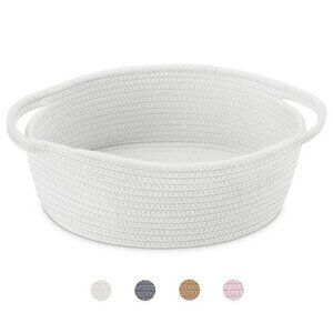 Small Woven Rope Storage Basket Cotton Organizer Bin for Nursery Baby Room